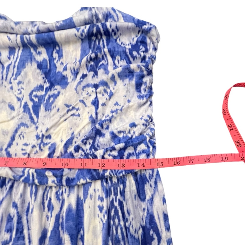Carole Little Dress Ruched Maxi Cami Halter Empire Blue Tie Dye Boho Hippie XL - Picture 12 of 15